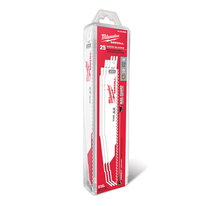 Milwaukee 48-00-8026 9" 5 TPI The Ax™ Sawzall® Blade (25 Pk)