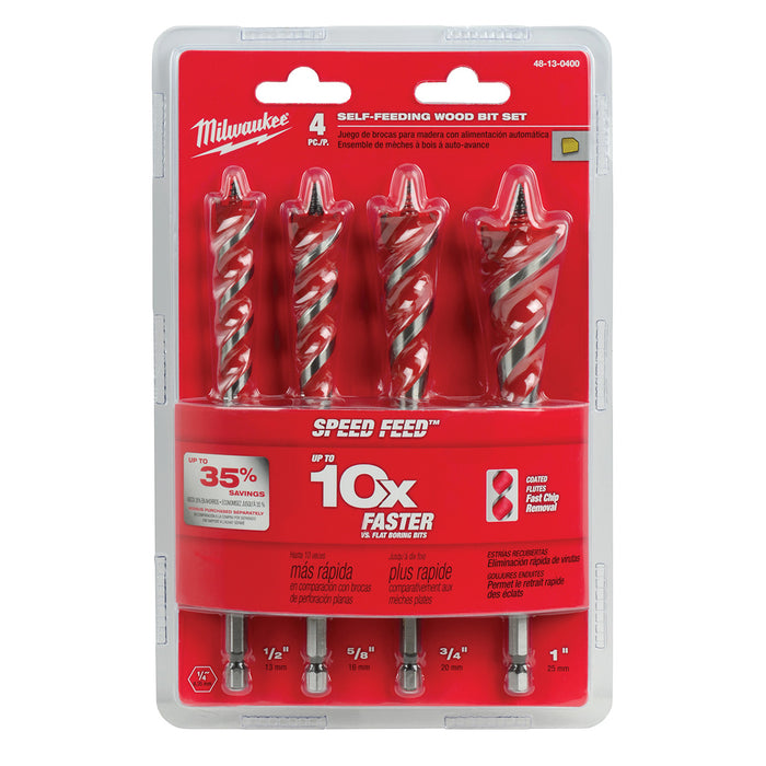 Milwaukee (366) 48-13-0400 6-1/2" SPEED FEED™ Wood Bit Set (4 PC)
