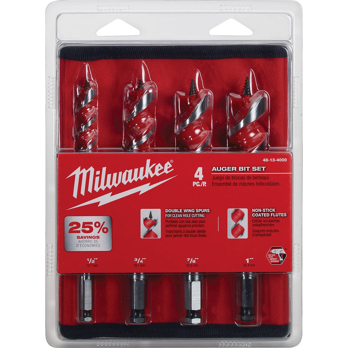 Milwaukee 48-13-4000 6-1/2" Spur Auger Bit Set (4 PC)