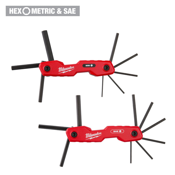 Milwaukee 48-22-2183 Milwaukee 2PC 17-Key Folding Hex Key Sets - SAE/Metric