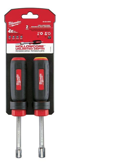 Milwaukee 48-22-2502 2PC SAE HollowCore™ Magnetic Nut Driver Set