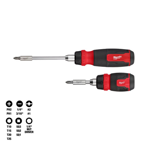 Milwaukee (366) 48-22-2905 2pc 14-in-1 Ratcheting Multi-Bit and 8-in-1 Ratcheting Compact Multi-bit Screwdriver Set