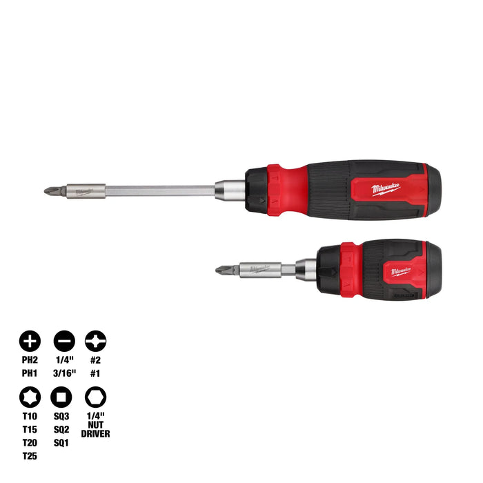 Milwaukee (366) 48-22-2905 2pc 14-in-1 Ratcheting Multi-Bit and 8-in-1 Ratcheting Compact Multi-bit Screwdriver Set