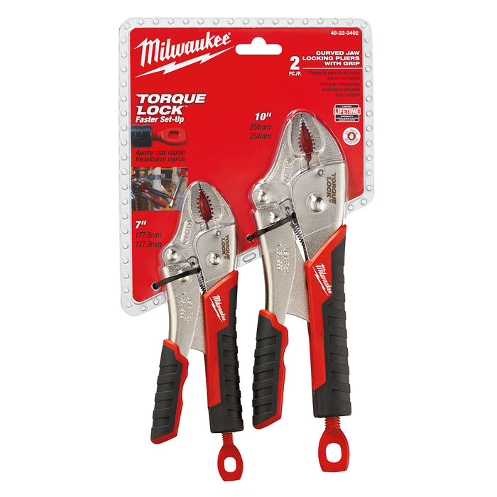 Milwaukee (366) 48-22-3402 2PC TORQUE LOCK Curved Jaw Locking Pliers Set