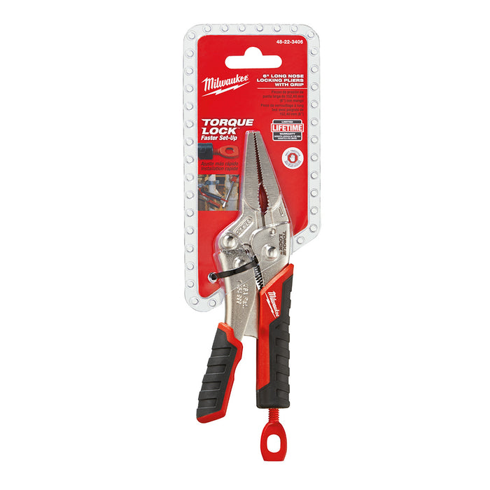 Milwaukee 48-22-3406 6" TORQUE LOCK™ Long Nose Locking Pliers with Grip