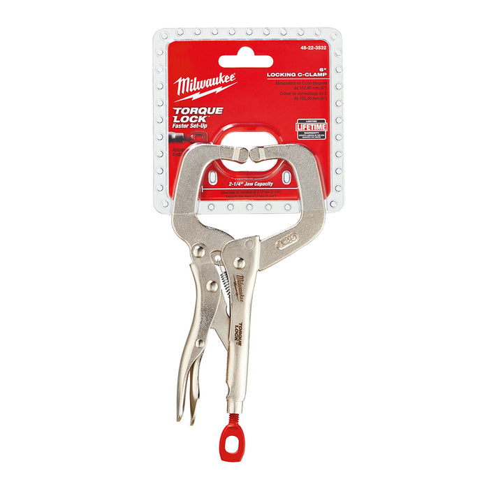 Milwaukee 48-22-3532 6" TORQUE LOCK™ Locking C-Clamp Regular Jaws