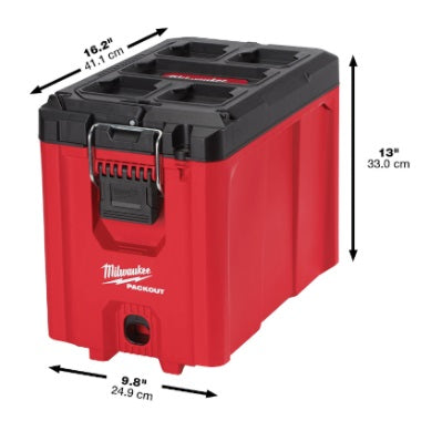 Milwaukee (366) 48-22-8422 PACKOUT™ Compact Tool Box - Exterior Dimensions - 9.8"W x 16.2" D x 13" H