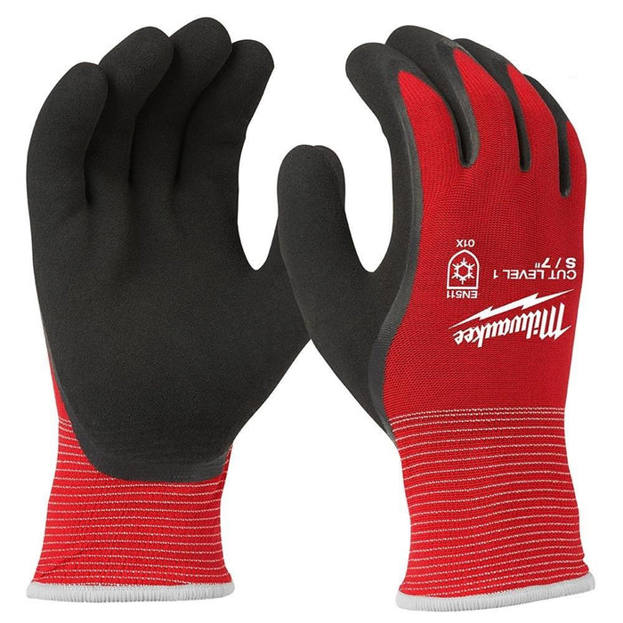 Milwaukee (366) 48-22-8910B Milwaukee Red Latex Level 1 Cut Resistant Insulated Winter Dipped Work Gloves, 12 Pack, Small