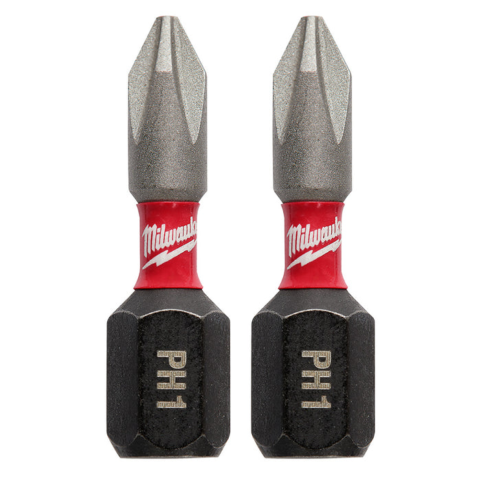 Milwaukee 48-32-4411CA SHOCKWAVE™ Impact Phillips No.1 Insert Bits (2PK)