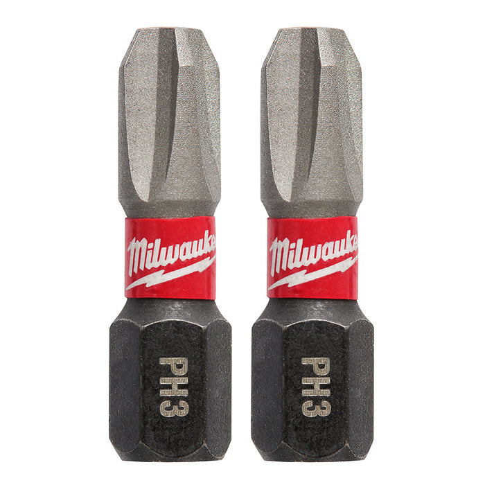Milwaukee 48-32-4413CA SHOCKWAVE™ Impact Phillips No.3 Insert Bits (2PK)