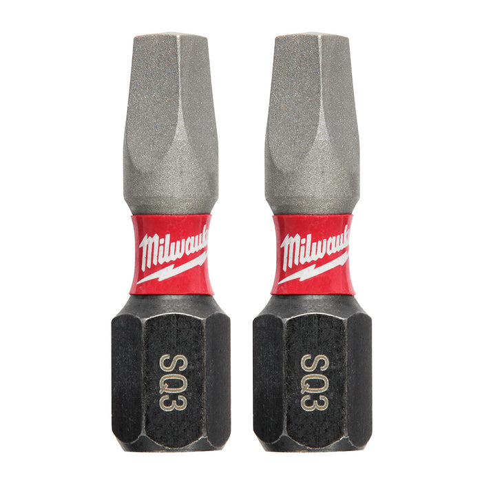 Milwaukee 48-32-4423CA SHOCKWAVE™ Impact Square Recess No.3 Insert Bits (2 PK)
