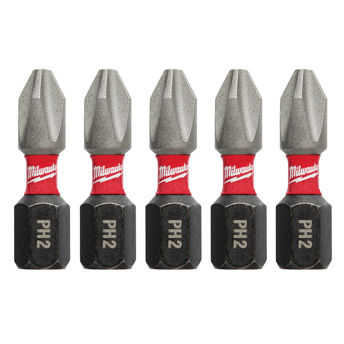 Milwaukee 48-32-4601 SHOCKWAVE™ Impact Phillips No.2 Insert Bits (5PK)