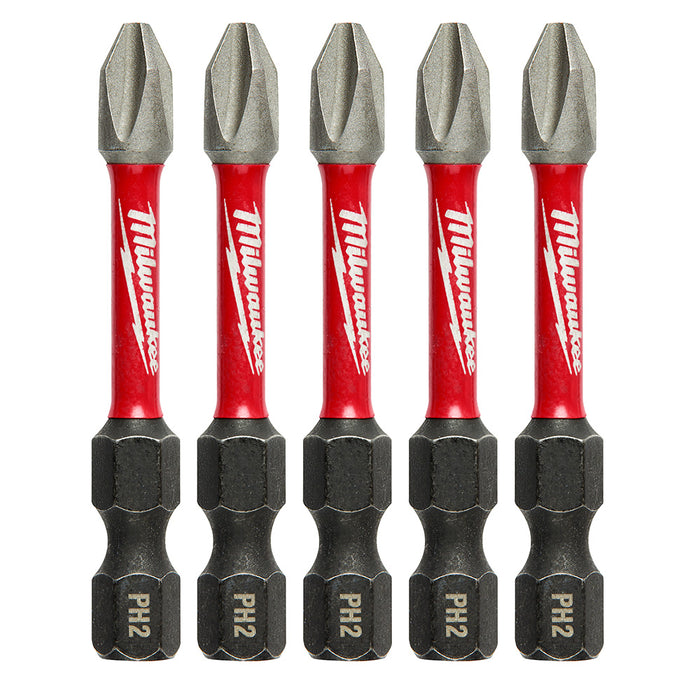 Milwaukee 48-32-4602CA SHOCKWAVE™ 2” Impact Phillips No.2 Power Bits (5 PK)