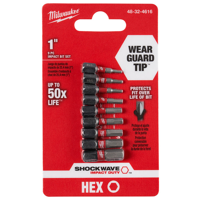 Milwaukee 48-32-4616CA 9 Pc Shockwave™ Impact Hex Insert Bit Set
