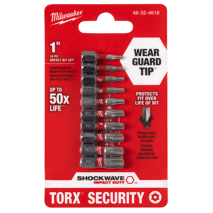 Milwaukee (366) 48-32-4618CA SHOCKWAVE™ 10PC Torx® Security Insert Bit Set