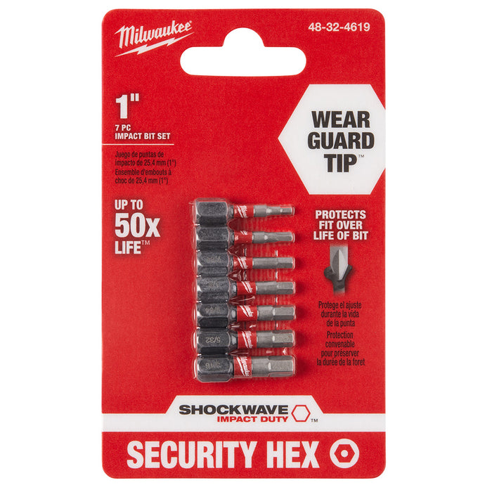 Milwaukee 48-32-4619 SHOCKWAVE™ 7PC Hex Security Insert Bit Set