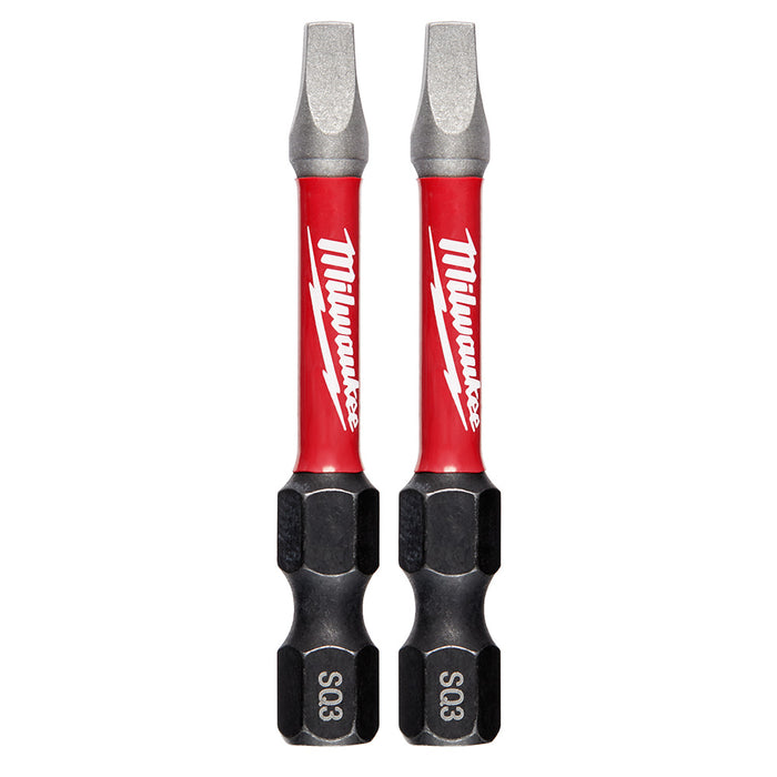 Milwaukee 48-32-4910 SHOCKWAVE™ 2" Impact Square Recess No.3 Power Bits (2 PK)