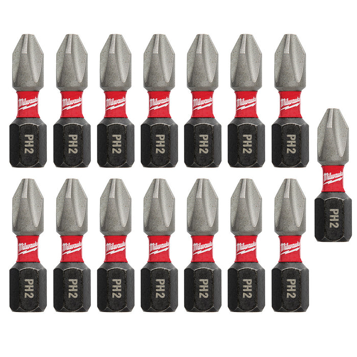 Milwaukee 48-32-5003 SHOCKWAVE™ Impact Phillips No.2 Insert Bits (15 Contractor PK)