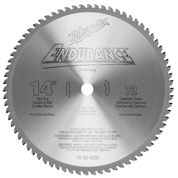 Milwaukee 48-40-4505 14" 72 Teeth Dry Cut Carbide Tipped Circular Saw Blade