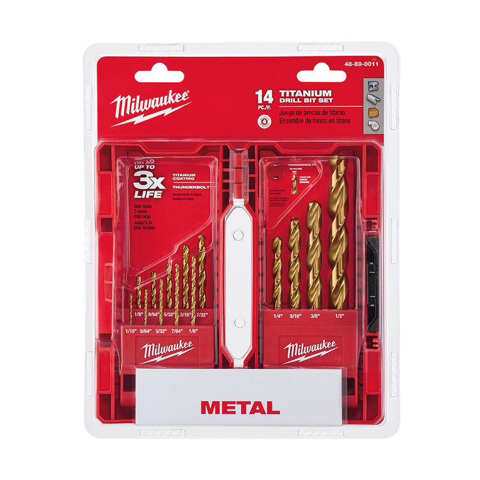 Milwaukee 48-89-0011 Thunderbolt® Titanium Coated Drill Bits (14 PC)