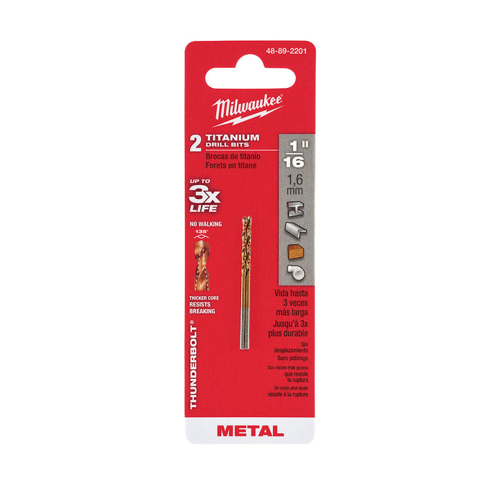 Milwaukee 48-89-2201 1/16" Thunderbolt® Titanium Coated Drill Bit