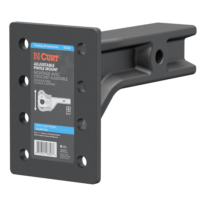 Curt (167) 48348 Adjustable Pintle Mount (2-1/2" Shank, 20,000 lbs., 7-1/4" High, 10-3/4" Long)