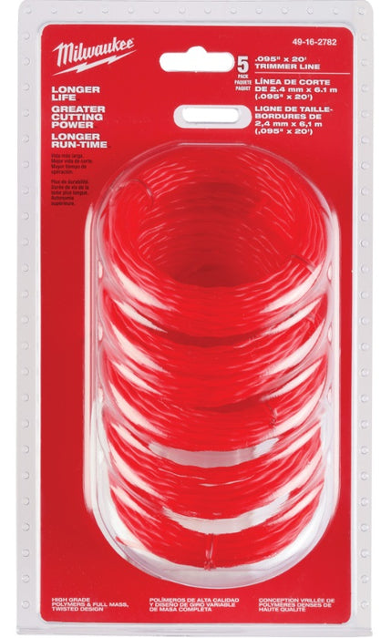 Milwaukee (366) 49-16-2782 Milwaukee 095" x 20’ (5 pk) Pre-Cut Twisted Trimmer Line