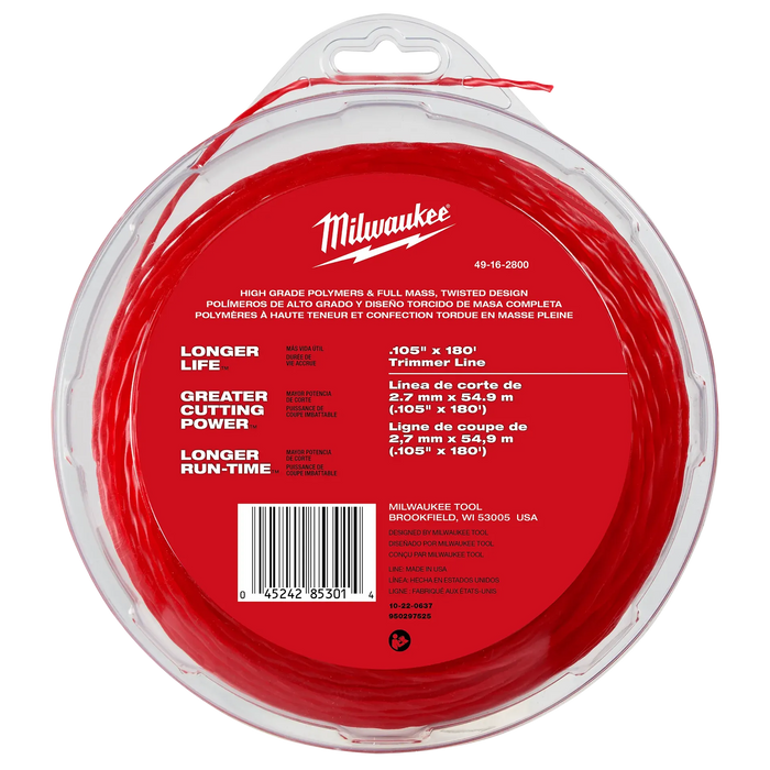 Milwaukee (366) 49-16-2800 Milwaukee .105" x 180’ (1 lb.) Twisted Trimmer Line