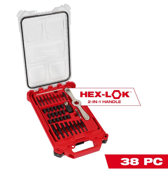 Milwaukee (366) 49-22-5604 38PC SAE Tap & Die PACKOUT™ Set w/ Hex-LOK™ 2-in-1 Handle