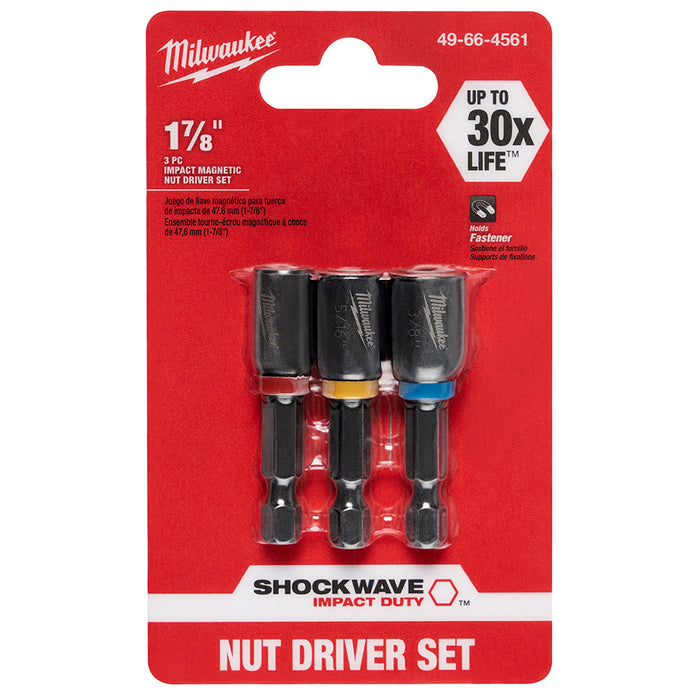 Milwaukee (366) 49-66-4561 SHOCKWAVE™ 1-7/8" Magnetic Nutdriver Set (3 PC)