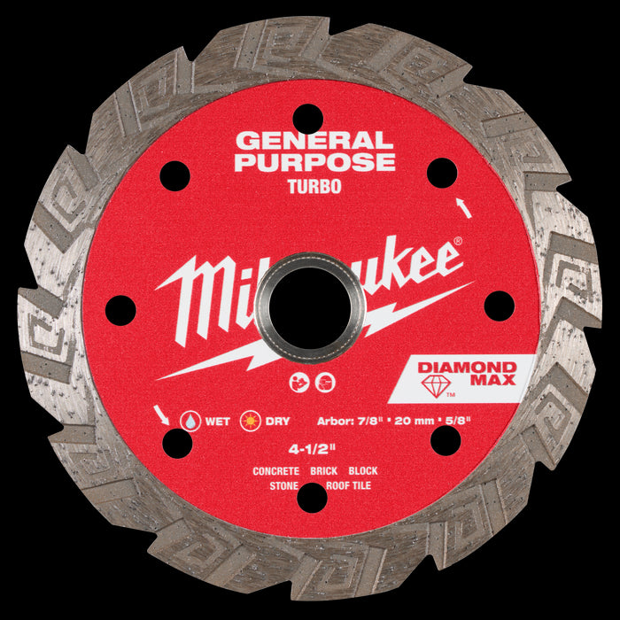 Milwaukee 49-93-9104 4-1/2IN DIAMOND MAX TURBO GENERAL PURPOSE DIAMOND BLADE