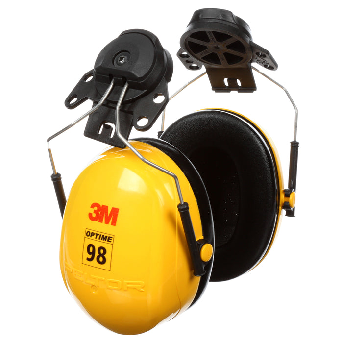 3M (815) H9P3E 3M™ PELTOR™ Optime™ 98 Earmuffs, H9P3E, hard hat attached, 10 pairs per case, Colour: Black/Yellow, 3M Stock No. 7000002326