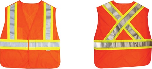 Ancra (880) 50532-13 HIGH-VISIBILITY ORANGE/RED TEAR-AWAY SAFETY VEST