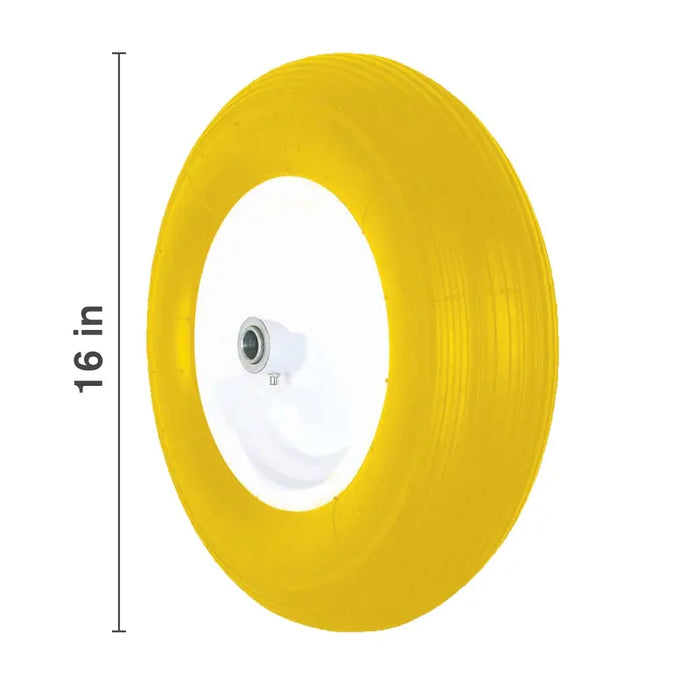 Braber Equipment 51.450.016Y 16" Foam Filled Flat Free wheel Barrow wheel 3/4" Yellow