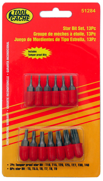 Dynaline 51284 Tamper Proof Star Bit Set, Tool Cache Red Table
