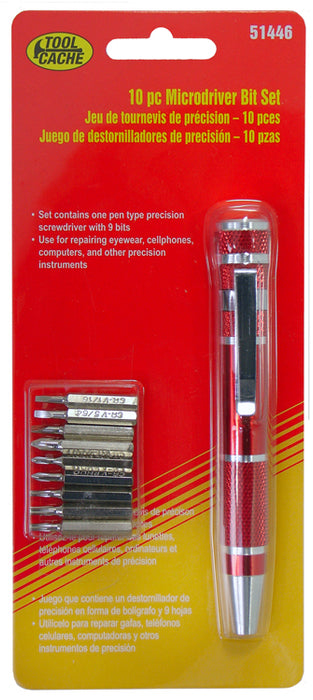 Dynaline 51446 Microdriver Bit Set, Tool Cache Red Table
