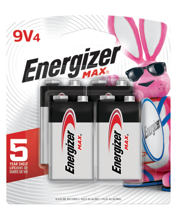 Energizer (831) 522BP-4 Energizer Max 9V Alkaline Batteries (4 Pack), 9 Volt Alkaline Batteries, 4 Pack