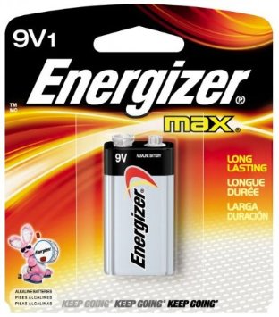 Energizer (831) 522BP Energizer Max 9V Alkaline Battery, 9 Volt Alkaline Batteries, 1 Pack