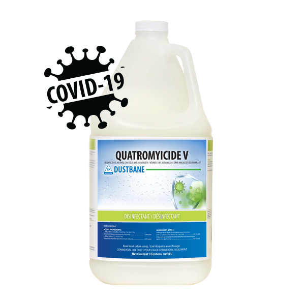 Dustbane 52898 Quatromyicide V Disinfectant, No Rinse Sanitizer, and Deodorizer, 4L