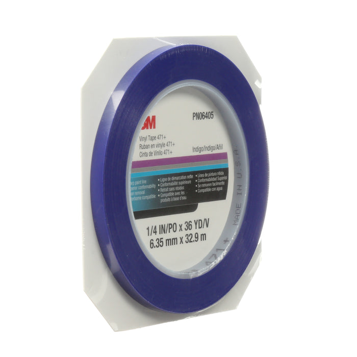 3M (815) 06405 3M™ Vinyl Tape, 471+, indigo, 0.3 in x 36.0 yd x 5.3 mil (0.6 cm x 32.9 m x 0.1 mm), Colour: Indigo, 3M Stock No. 7100055835