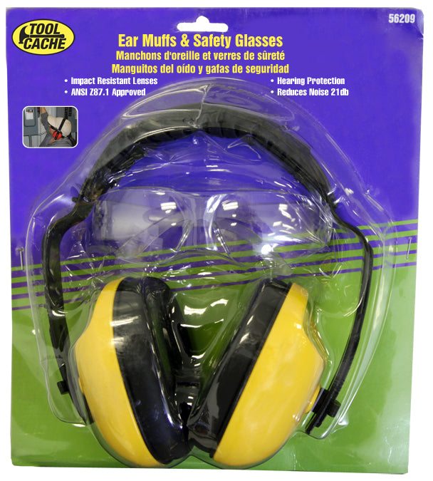 Dynaline (378) 56209 Ear Muffs & Safety Glasses Set, Tool Cache Blue Table