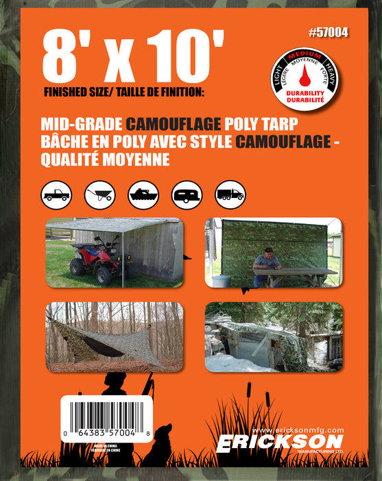 Erickson (447) 57004 8'x10' Camo Mid Grade Poly Tarp