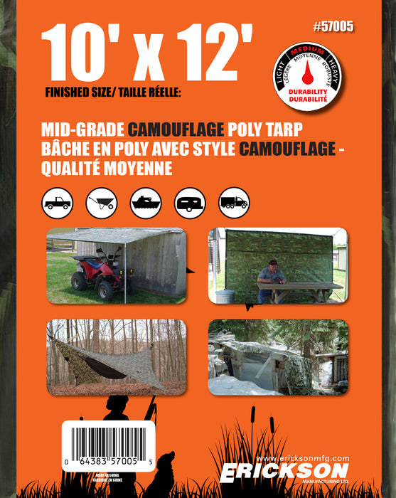 Erickson (447) 57005 10'x12' Camo Mid Grade Poly Tarp