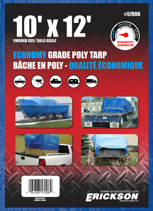 Erickson (447) 57006 10'x12' Blue Economy Poly Tarp