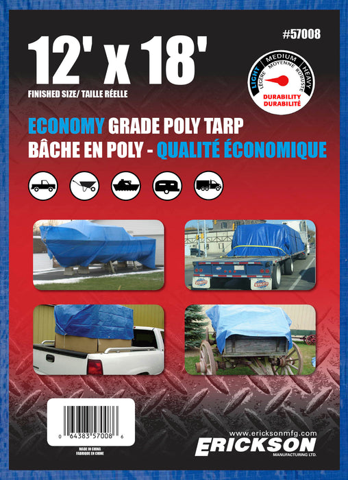 Erickson (447) 57008 12'x18' Blue Economy Poly Tarp