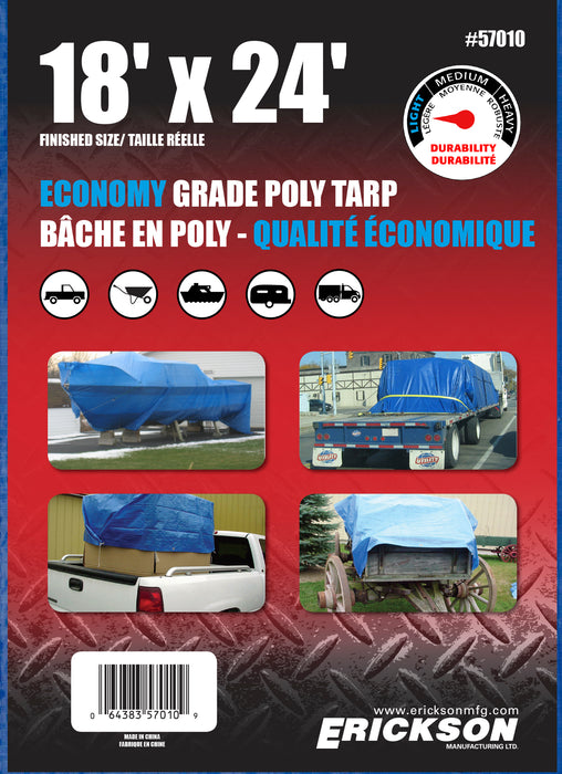 Erickson (447) 57010 18'x24' Blue Economy Poly Tarp
