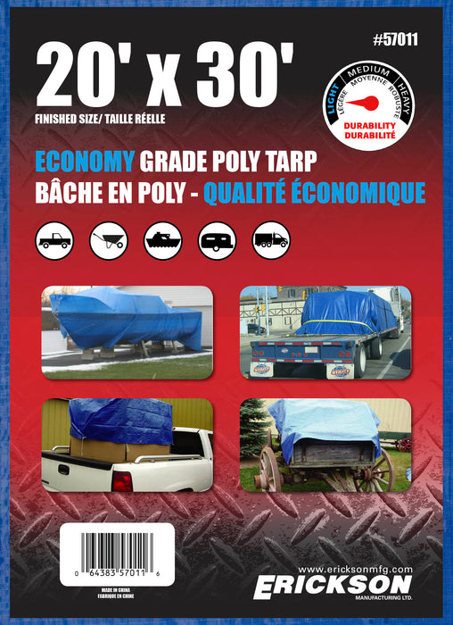 Erickson 57011 20'x30' Blue Economy Poly Tarp
