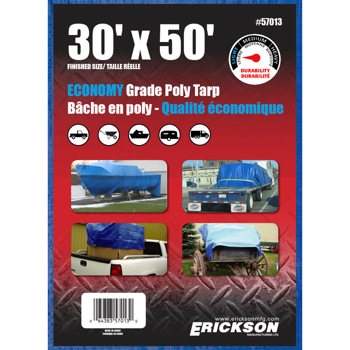 Erickson 57013 30'x50' Blue Economy Poly Tarp