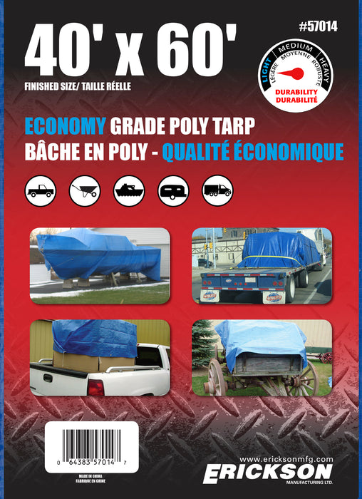 Erickson 57014 40'x60' Blue Economy Poly Tarp