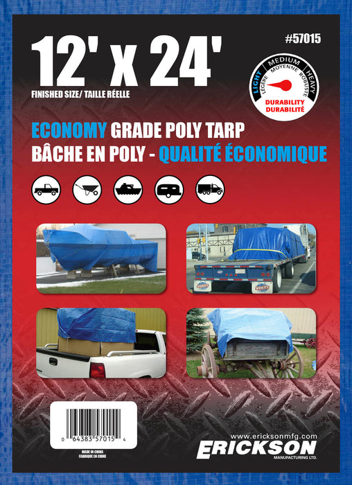 Erickson (447) 57015 12'x24' Blue Economy Poly Tarp